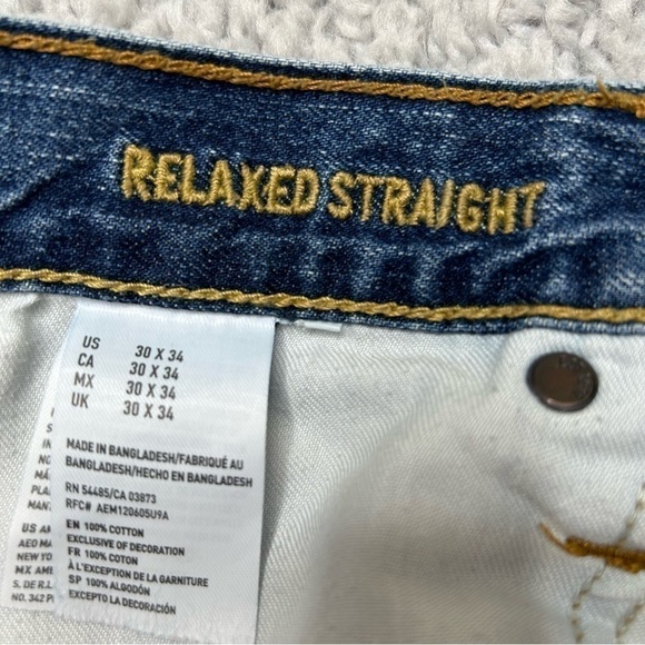 American Eagle Jeans Mens 30 x 34 Relaxed Straight 100% Cotton Regular Wash - Picture 3 of 5